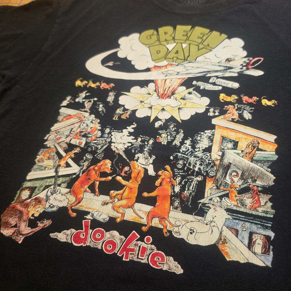 Green Day Dookie Graphic T-Shirt Black Large Punk